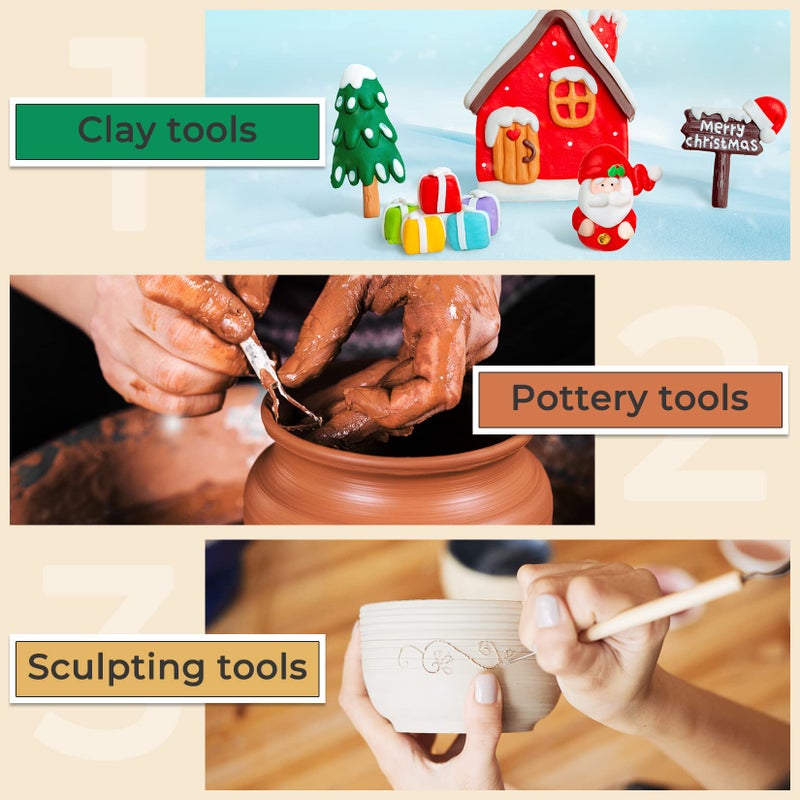 Jetmore 35 Pack Clay Tools Kit, Pottery Tools & Sculpting Tools, Polymer Modeling Clay Cutters Sculpture Set for Carving, Ceramics, Molding, DIY - Image 4